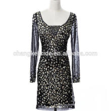 Fashion Short Sexy Cocktail Dress Patterns Bling Bling Dress Long Sleeves Prom Dress